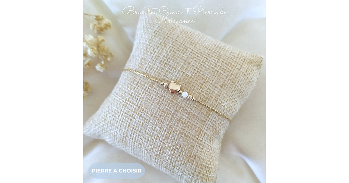 Bracelet Pierre De Naissance Or Rose Coeurs - Réglable Avec Boîte Cadeau - Fait Main UK