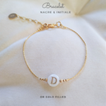Bracelet initiale en nacre lettre dorée or gold filled