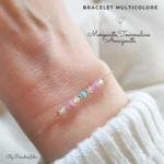 bracelet pierre de naissance multicolore Tourmaline Morganite Amazonite