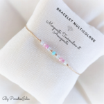 bracelet pierre de naissance multicolore Tourmaline Morganite Amazonitee