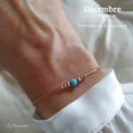 Bracelet pierre de naissance mois de décembre turquoise