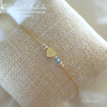 Bracelet initiale cœur et pierre de naissance