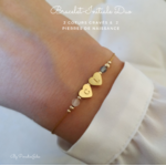Bracelet initiale lettre cœur duo et pierre de naissance