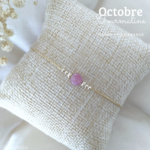 Bracelet pierre de naissance octobre Tourmaline gold filled