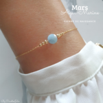 Bracelet pierre de naissance de mars aigue marine gold filled