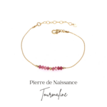 Bracelet pierre de naissance octobre tourmaline or gold filled