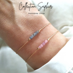 Bracelet pierre de naissance-septembre-saphir bleu et rose