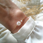 Bracelet Initiale nacre et Pierre de Naissance