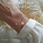 Bracelet Pierre Naturelle Pierre de Lune et chaine Perlée