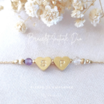 Bracelet Initial et Pierre de Naissance Duo-or gold filled