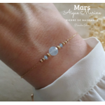 Bracelet Pierre de Naissance-Mars-Pierre Aigue Marine Naturelle Or