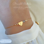 Bracelet Pierre de Naissance et Initiale- Or Gold filled-Paradise Julia-
