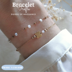 Bracelett Trèfle -Pierre de Naissance & personnalisé-gold filled-Paradise Julia