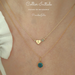 Collier Initiale et Pierre de Naissance-or gold filled-cadeau saint valentin pour femme-