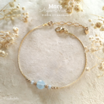 Bracelet Pierre de Naissance Mars Aigue Marine-Gold filled