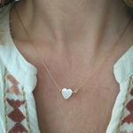 Collier Pierre de Naissance et coeur Nacre Naturelle Personnalisé en or gold filled-Paradisejulia