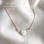 Collier Pierre de Naissance Personnalisé avec coeur Nacre Naturelle et or Gold Filled-Idée cadeau Jeune maman-ParadiseJulia