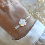 Bracelet-Pierre de naissance-Fleur de Sakura-Cadeaux de Noel pour femme-gold filled