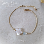 Bracelet Pierre de Naissance-Fleur de cerisier-ronde plate-or gold filled