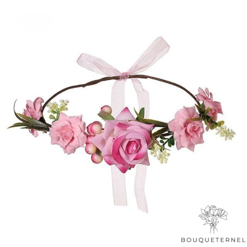 Couronne de fleurs rose pour cheveux - MODERN CONFETTI