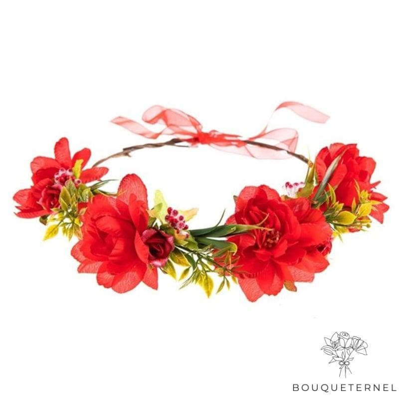 Couronne De Fleur Cheveux Rouge | Fleurs Artificielles Mariage | Couronne de Fleurs | Bouqueternel