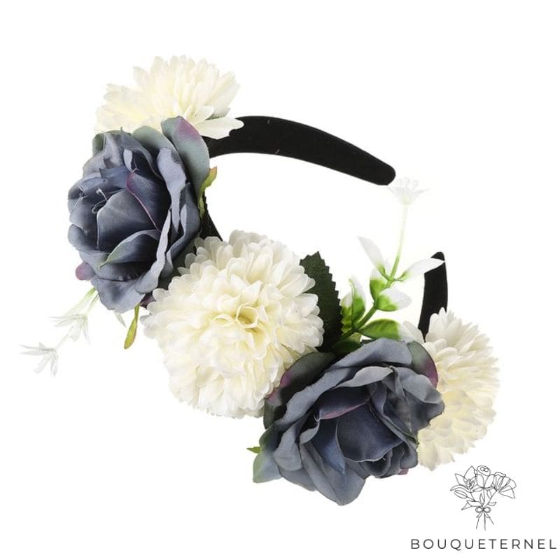 Couronne De Fleur Noir Et Blanc | Fleurs Artificielles Mariage | Couronne de Fleurs | Bouqueternel