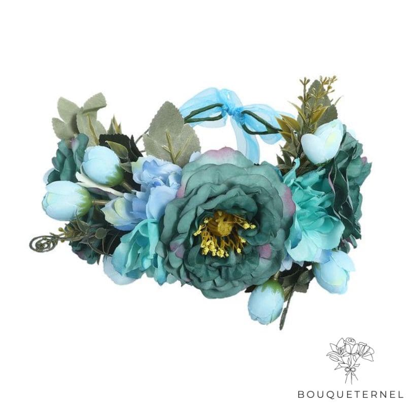 Couronne De Fleurs Bleu | Fleurs Artificielles Mariage | Couronne de Fleurs | Bouqueternel