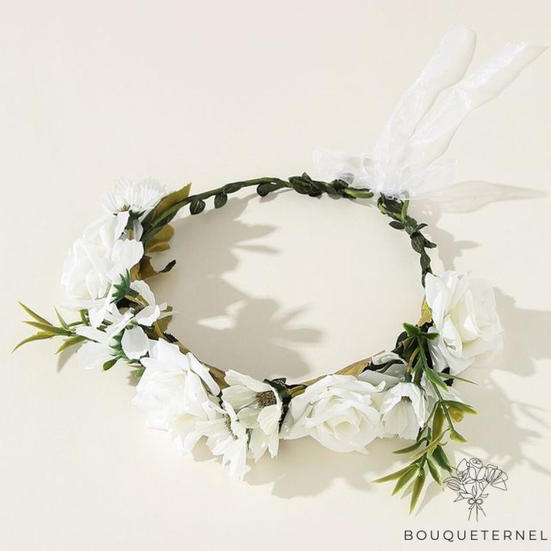 Couronne De Fleurs Blanches Fille | Fleurs Artificielles Mariage | Couronne de Fleurs | Bouqueternel