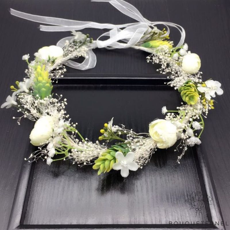 Couronne de Fleurs de Mariée pour Cheveux Courts