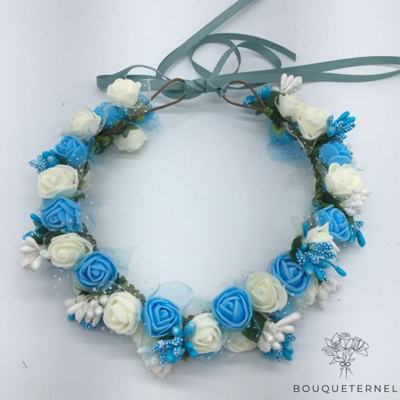 Couronne De Fleurs Cheveux Bleu