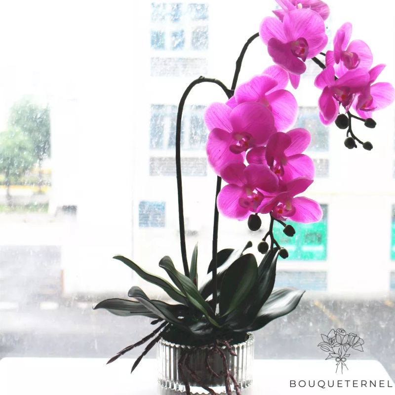 Orchidée Artificielle avec pot en Verre