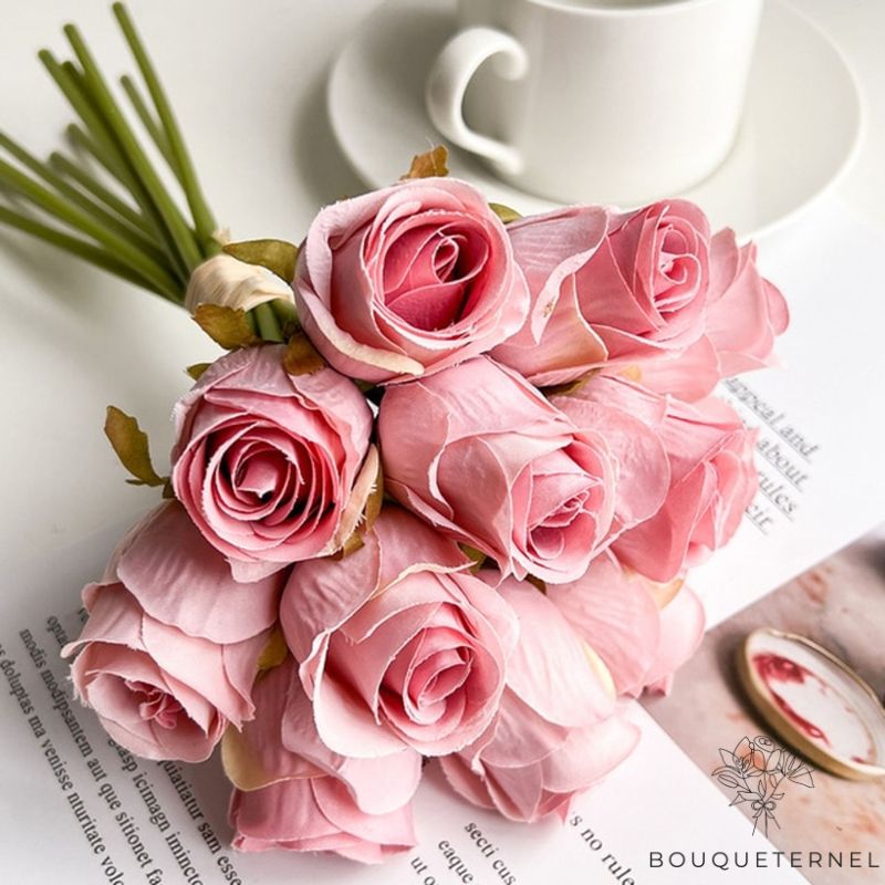 Fleur de Rose Artificielle en Bouquet