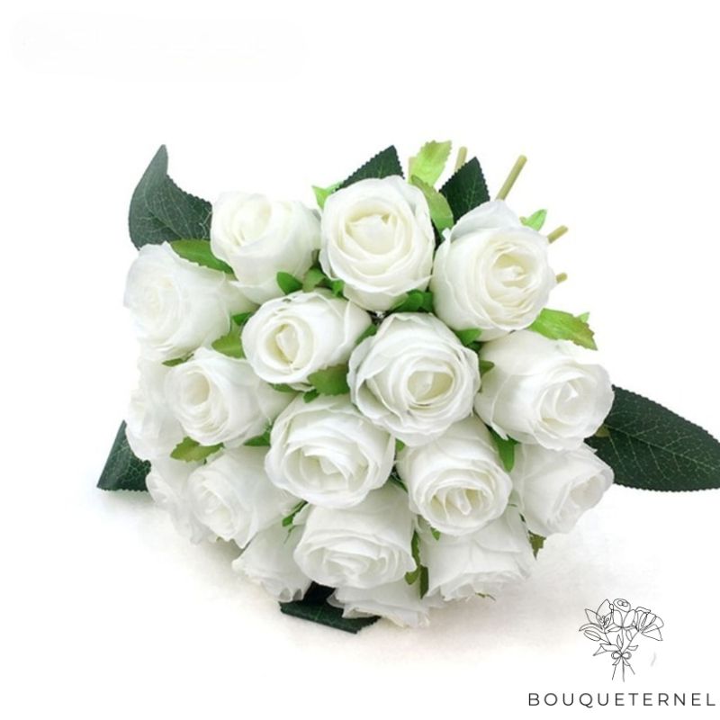 Bouquet De Roses Blanches Artificielles | Fleur Artificielle | Rose Artificielle | Bouqueternel