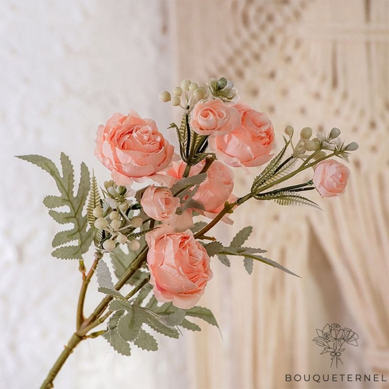 Fleurs de Roses Artificielles Rose Pâle
