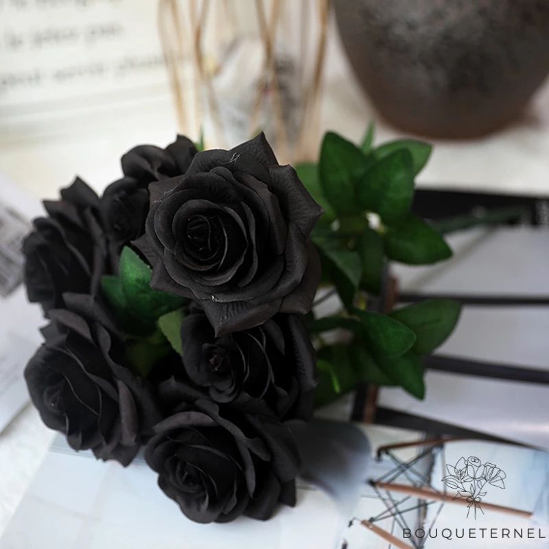 Bouquet De Roses Noires Artificielles | Fleur Artificielle | Rose Artificielle | Bouqueternel