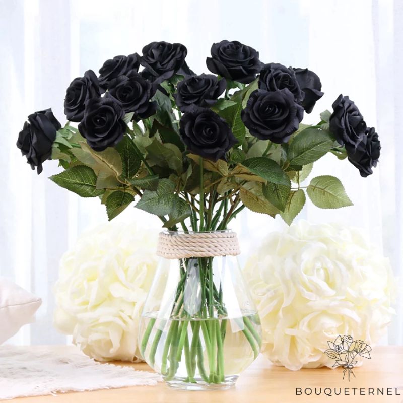 Fleurs Artificielles Roses Noires | Fleur Artificielle | Rose Artificielle | Bouqueternel