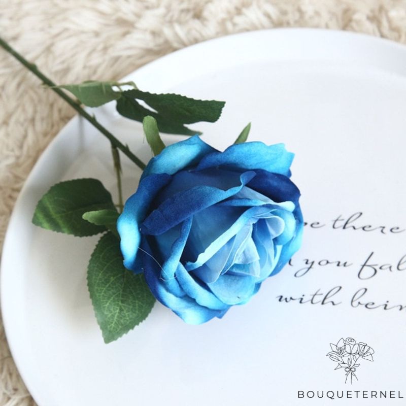 Fausse Rose Bleu | Fleur Artificielle | Rose Artificielle | Bouqueternel