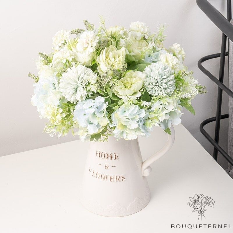 Petite Composition Florale pour Table Mariage | Fleurs Artificielles | Hortensias Artificiels |  Bouqueternel