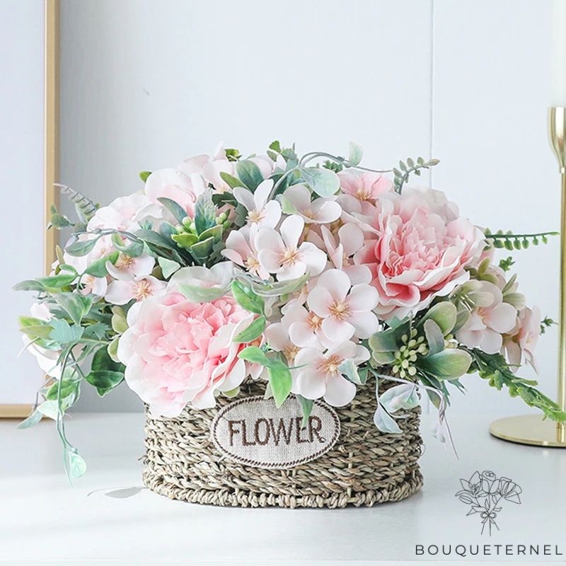 Décoration Table d'Honneur Mariage Champêtre | Fleurs Artificielles | Pivoines Artificielles | Bouqueternel