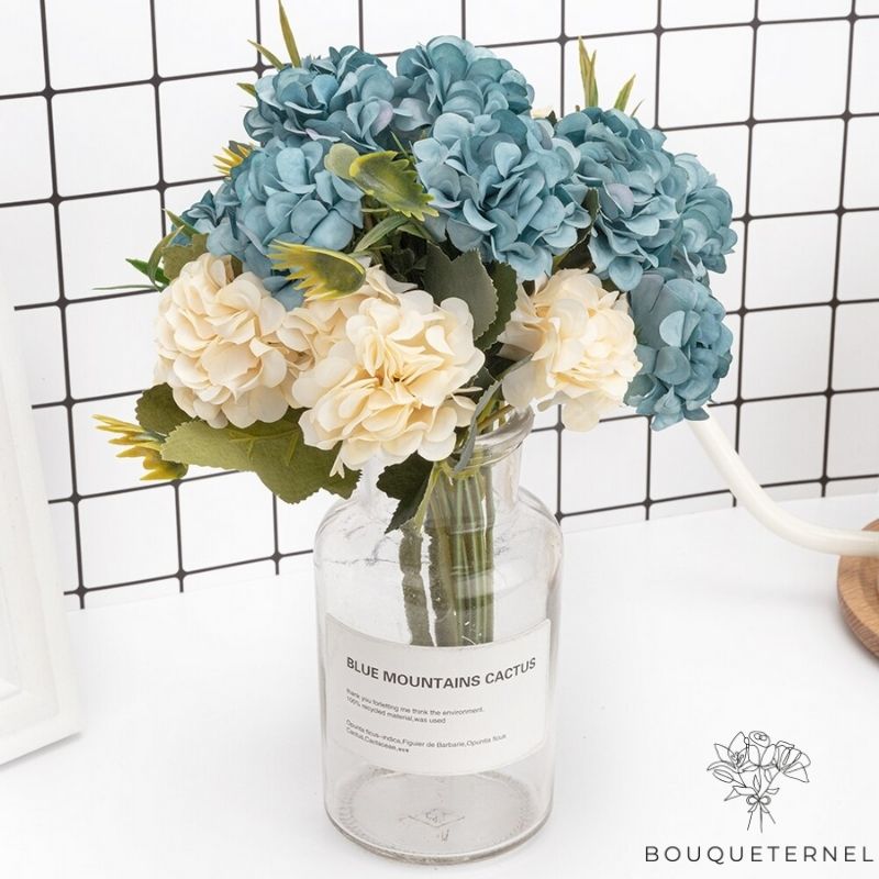Décoration Table Ronde pour Mariage | Fleurs Artificielles | Hortensias Artificiels | Bouqueternel