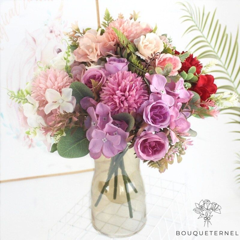 Composition Florale Centre de Table pour Mariage | Fleurs Artificielles | Hortensias Artificiels | Bouqueternel