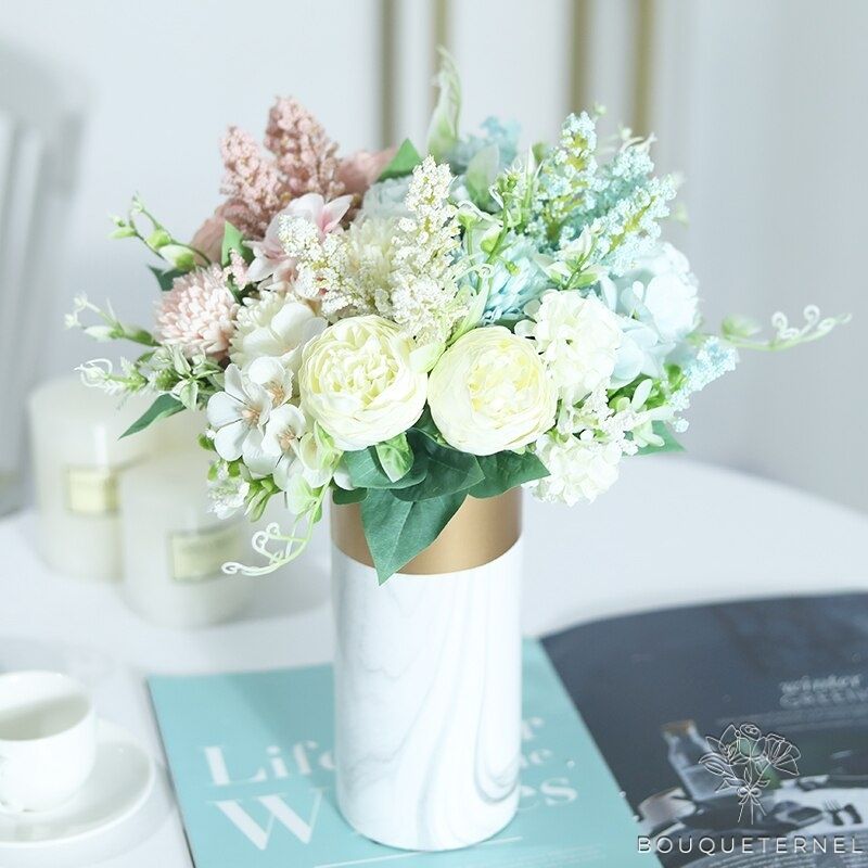 Déco Centre de Table Mariage Pas Cher | Fleurs Artificielles | Hortensias Artificiels | Bouqueternel