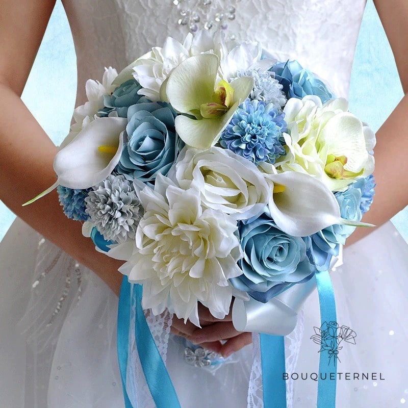 Bouquet de Mariée Artificiel Bleu | Bouqueternel