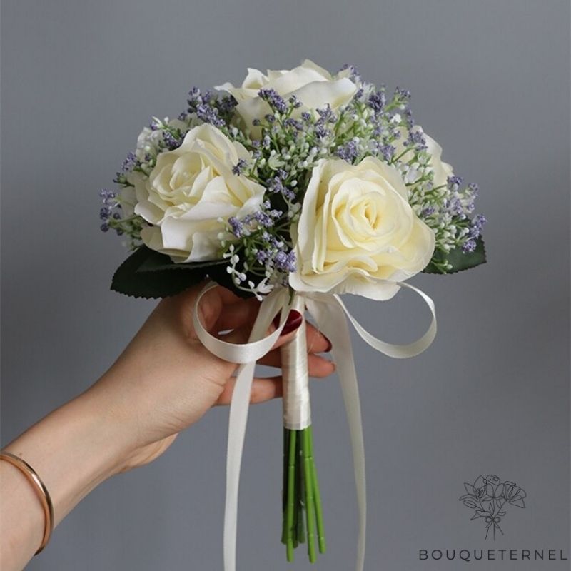 Bouquet de Mariée Pivoines et Gypsophiles Artificielles