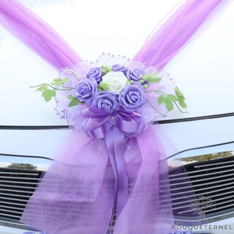 Décoration Voiture Invité Mariage Champêtre | Bouquet Artificiel | Pivoines Artificielles | Bouqueternel