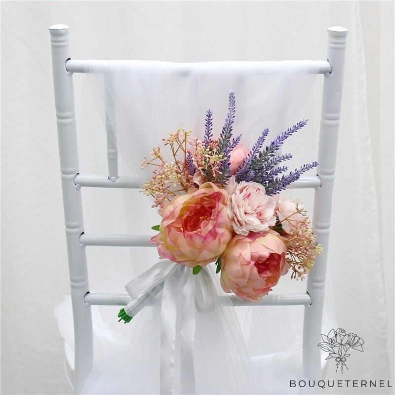 Décoration Chaise Mariage Roses | Bouquet Artificiel | Pivoines Artificielles | Bouqueternel