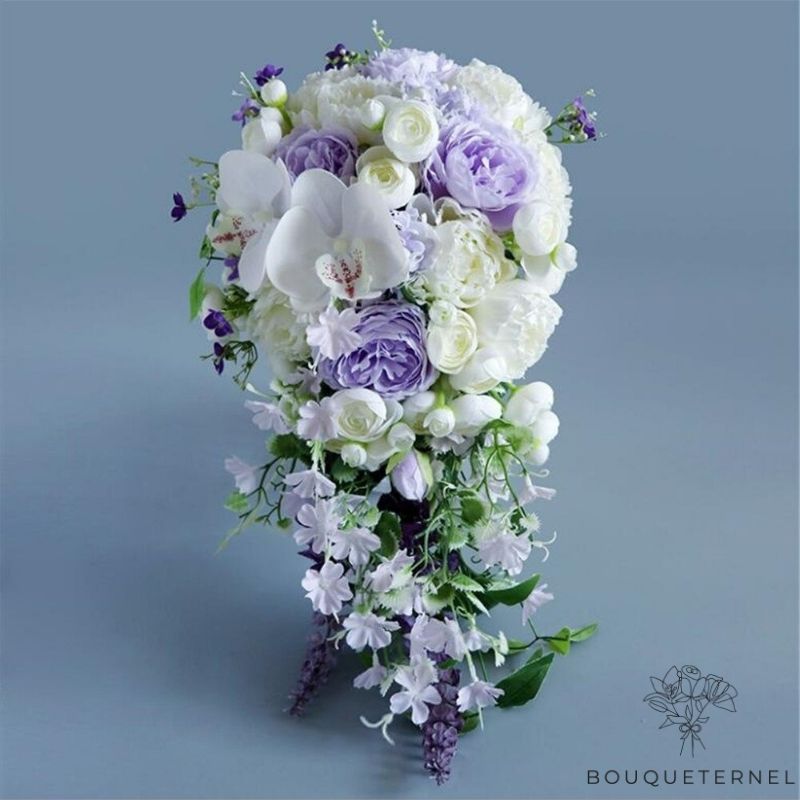 Bouquet de la Mariée Artificiel forme Tombante | Bouquet Artificiel | Pivoines Artificielles | Bouqueternel