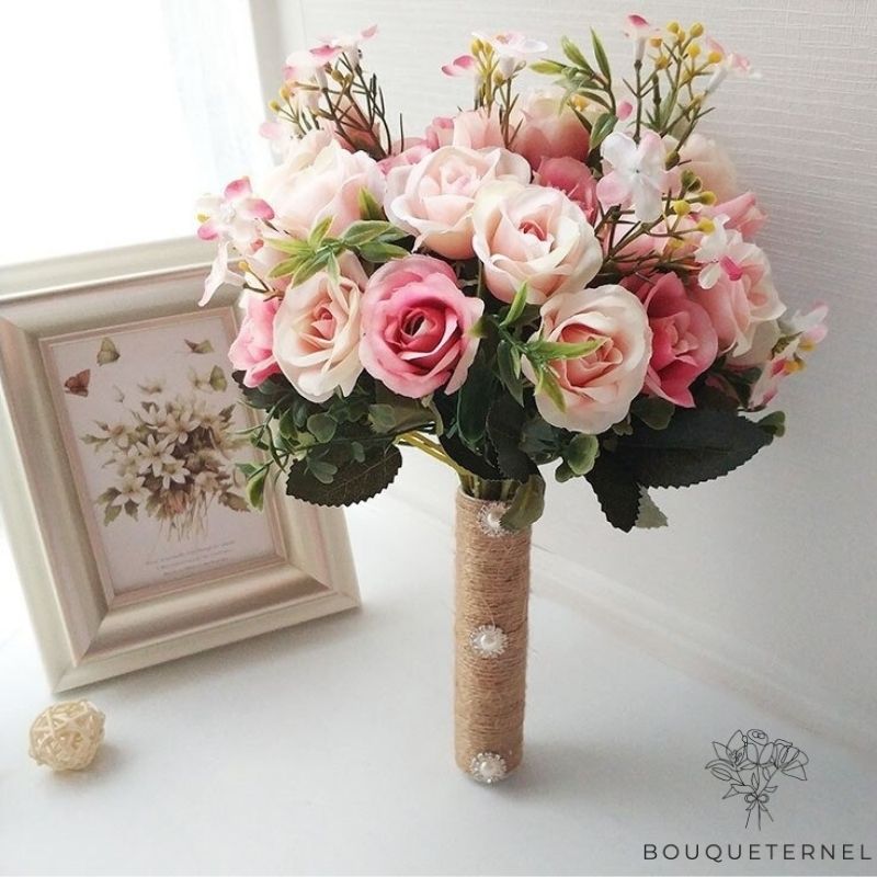 Bouquet De Fleurs Mariage Civil Roses | Bouquet Artificiel | Pivoines Artificielles | Bouqueternel