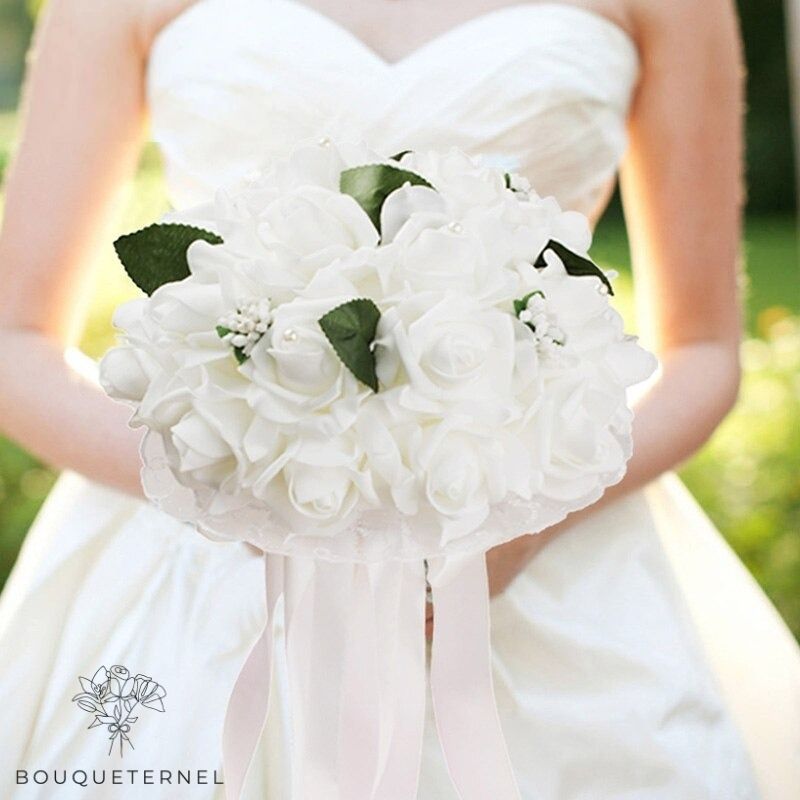 Bouquet De Mariée Simple Blanc | Bouqueternel