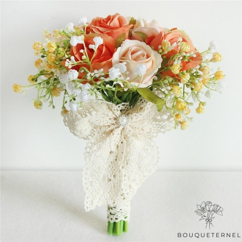 Bouquet Mariée Simple Original Oranges | Bouquet Artificiel | Pivoines Artificielles | Bouqueternel